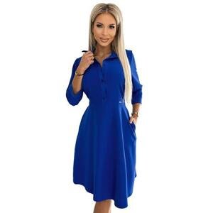 Numoco Košilové šaty SANDY - modré Velikost: M, Modrá
