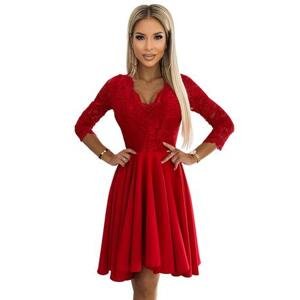 Numoco Šaty s krajkovým výstřihem NICOLLE - červené Velikost: XXL, Červená