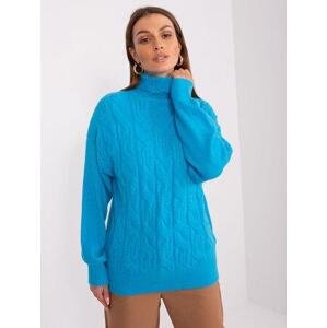 Fashionhunters Modrý dámský svetr s manžetami Velikost: ONE SIZE, JEDNA, VELIKOST