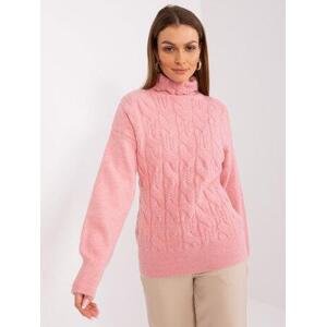 Fashionhunters Světle růžový dámský svetr s manžetami Velikost: ONE SIZE, JEDNA, VELIKOST