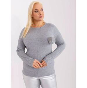 Fashionhunters Šedý ležérní pletený svetr větší velikosti Velikost: L/XL