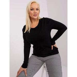 Fashionhunters Černý plus size pletený svetr s kulatým výstřihem Velikost: XL/XXL