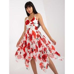 Fashionhunters Bílé a červené šaty s květinovými ramínky Velikost: JEDNA VELIKOST