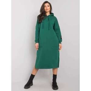 Fashionhunters Tmavě zelené mikinové šaty s kapsami Sheffield RUE PARIS Velikost: S / M