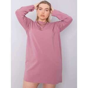 Fashionhunters Prachově růžové bavlněné šaty větší velikost: XL