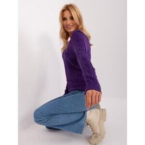 Fashionhunters Tmavě fialový svetr s copánky.Velikost: ONE SIZE, JEDNA, VELIKOST