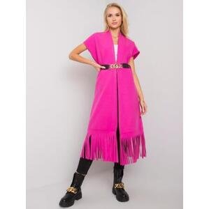 Fashionhunters Růžový plášť s třásněmi Forl Velikost: JEDNA VELIKOST