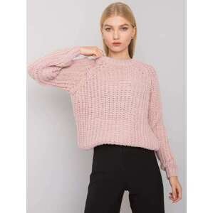Fashionhunters RUE PARIS Světle růžový pletený svetr ONE SIZE, JEDNA, VELIKOST