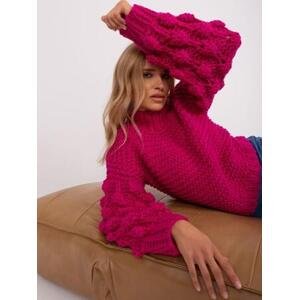 Fashionhunters Fuchsiový oversize svetr s nabíranými rukávy.Velikost: ONE SIZE, JEDNA, VELIKOST
