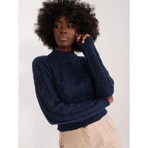 Fashionhunters Námořnicky modrý kabelový pletený svetr MAYFLIES Velikost: XL