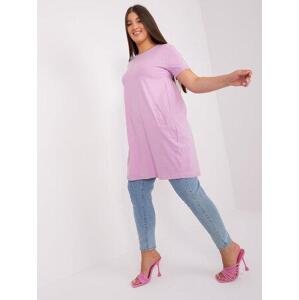 Fashionhunters Světle fialové dámské základní bavlněné šaty plus size.Velikost: JEDNA VELIKOST