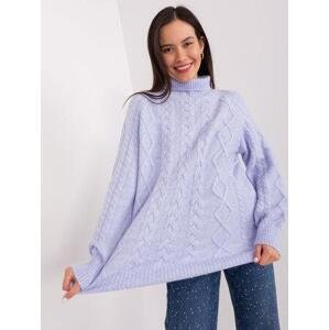Fashionhunters Světle fialový dámský svetr s kabely.Velikost: JEDNA VELIKOST