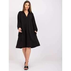 Fashionhunters Černé volné šaty s kapsami Velikost Rimini: ONE SIZE, JEDNA