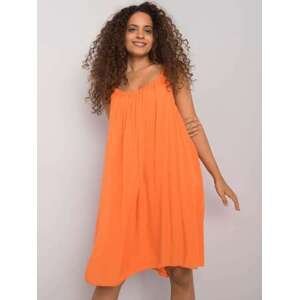 Fashionhunters Oranžové páskové šaty Polinne OCH BELLA velikost: M