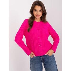 Fashionhunters Fuchsiový dámský kabelový pletený svetr.Velikost: ONE SIZE, JEDNA, VELIKOST