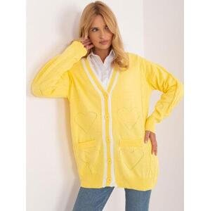 Fashionhunters Žlutý dámský pletený svetr s kabely.Velikost: ONE SIZE, JEDNA, VELIKOST