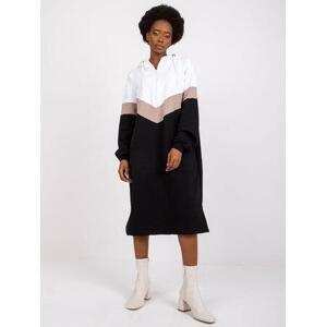 Fashionhunters Černobílé mikinové šaty s kapucí Irem RUE PARIS Velikost: L / XL