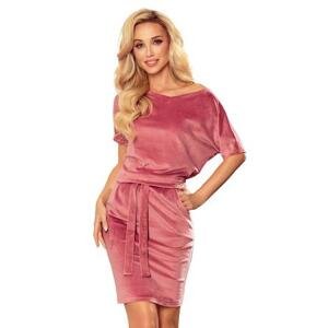 Numoco Pouzdrové šaty s krátkým rukávem CASSIE - růžové Velikost: XL, Růžová