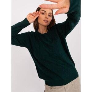 Fashionhunters Tmavě zelený dámský klasický svetr s bavlnou.Velikost: ONE SIZE, JEDNA, VELIKOST
