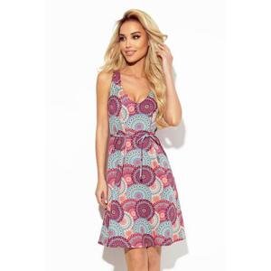 Numoco Volné letní šaty s výstřihem - růžové a modré mandaly Velikost: L, vícebarevný