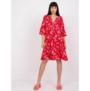 Fashionhunters Červené květované šaty Pola SUBLEVEL Velikost: M