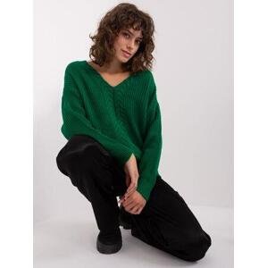 Fashionhunters Tmavě zelený dámský klasický pletený svetr.Velikost: ONE SIZE, JEDNA, VELIKOST