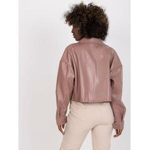 Fashionhunters Špinavě růžová přechodná bunda z imitace kůže Dorine Velikost: 42