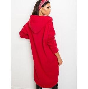 Fashionhunters Červená dlouhá mikina s kapucí L / XL
