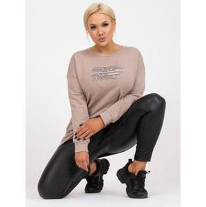 Fashionhunters Tmavě béžová mikina plus size bez kapuce Desiree Size: ONE SIZE, JEDNA, VELIKOST