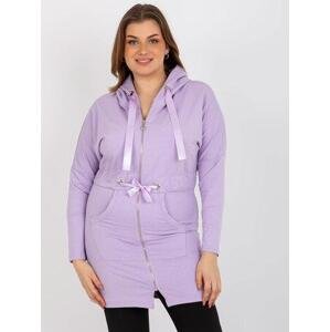Fashionhunters Světle fialová mikina plus size na zip s lemem Velikost: L