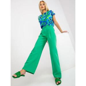 Fashionhunters Zelené široké kalhoty s kapsami Velikost: S.
