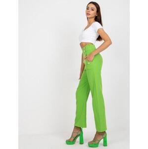 Fashionhunters Světle zelené dámské oblekové kalhoty s kapsami.Velikost: XL
