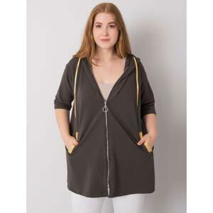 Fashionhunters Khaki mikina plus size velikosti se zipem Lounes velikost: ONE SIZE, JEDNA, VELIKOST