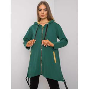 Fashionhunters Tmavě zelená mikina na zip s kapsami Velikost: S/M