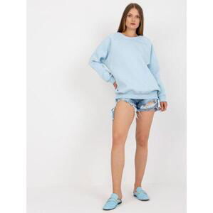 Fashionhunters Základní světle modrá bavlněná mikina Lana Velikost: L