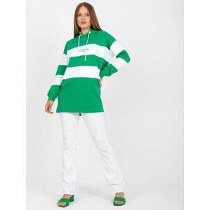 Fashionhunters Zeleno-bílá mikina s výšivkou RUE PARIS Velikost: L / XL