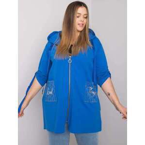 Fashionhunters Tmavě modrá mikina Zurich Plus Size na zip Velikost: JEDNA VELIKOST