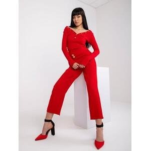 Fashionhunters Kalhoty Grace Red Fabric Velikost: M