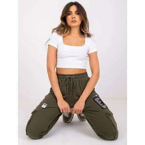 Fashionhunters Khaki cargo kalhoty Gina Velikost: S / M