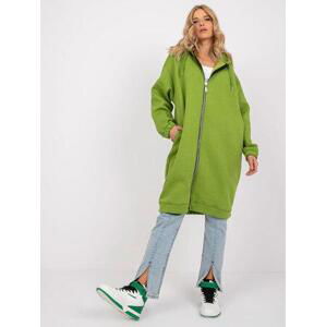 Fashionhunters Betty RUE PARIS zelená basic dlouhá mikina. Velikost: L/XL