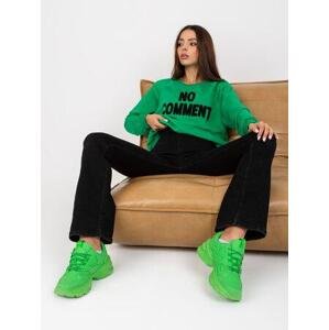 Fashionhunters Zelená bavlněná mikina RUE PARIS bez kapuce.Velikost: L / XL
