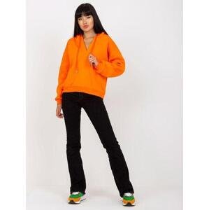 Fashionhunters Základní oranžová mikina s výstřihem do V. Velikost: L / XL