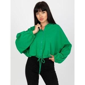 Fashionhunters Základní zelená mikina na zip s kapucí RUE PARIS Velikost: S/M