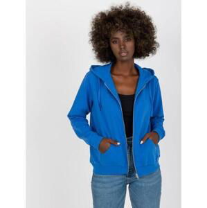 Fashionhunters Základní tmavě modrá mikina na zip s kapucí Velikost: XS