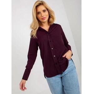 Fashionhunters Tmavě fialová dámská klasická košile s límečkem.Velikost: 42