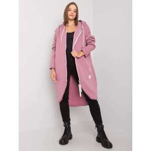 Fashionhunters Dusty růžová dlouhá mikina s kapucí L / XL