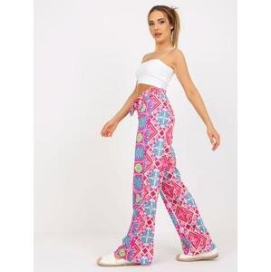 Fashionhunters Růžové široké kalhoty ze vzorované látky Velikost: ONE SIZE, JEDNA, VELIKOST