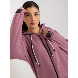 Fashionhunters Prašně růžová plus size mikina na zip s potiskem na zádech.Velikost: ONE SIZE, JEDNA, VELIKOST