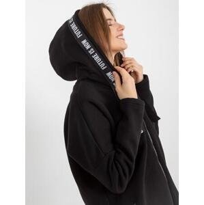 Fashionhunters Černá mikina dlouhá mikina s kapucí na zip Velikost: L/XL