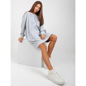 Fashionhunters Šedá oversized dlouhá mikina bez kapuce.Velikost: ONE SIZE, JEDNA, VELIKOST